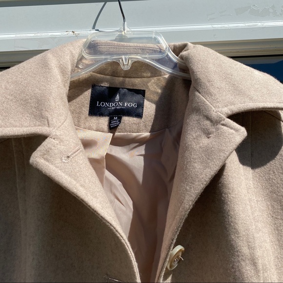 London Fog Wool Pea Coat, Single Breasted, Tan, M - Picture 5 of 10